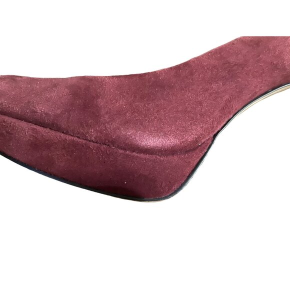 Michael Kors Platform Heals Womens 6M Used Burgundy Suede Heels - Picture 16 of 16